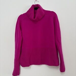 Athleta Wool Cashmere Turtleneck Sweater Magenta Pink Small Oversized